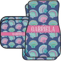 Preppy Sea Shells Car Floor Mats Set - 2 Front & 2 Back (Personalized)