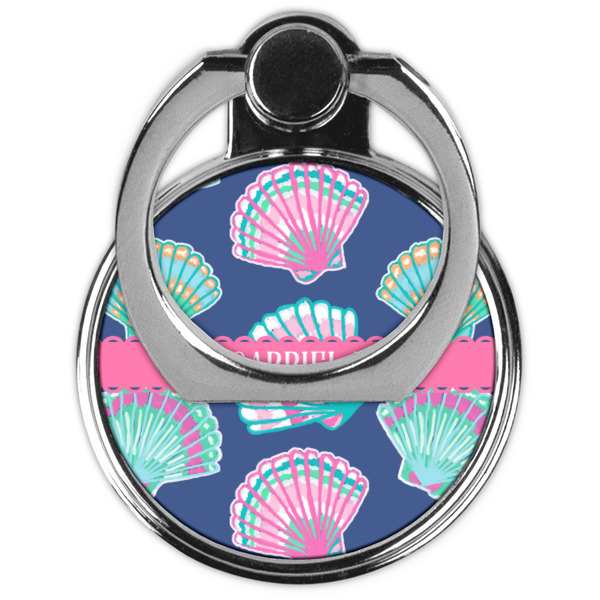 Preppy Sea Shells Cell Phone Ring Stand & Holder - Front (Collapsed)