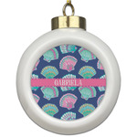 Preppy Sea Shells Ceramic Ball Ornament (Personalized)
