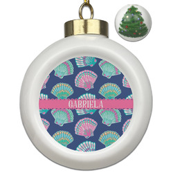 Preppy Sea Shells Ceramic Ball Ornament - Christmas Tree (Personalized)
