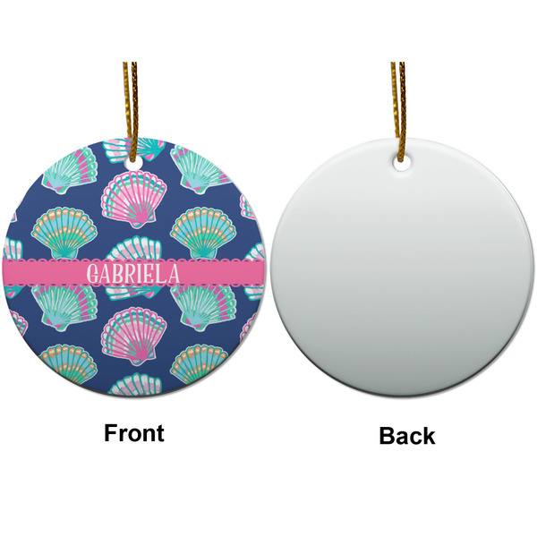 Preppy Sea Shells Ceramic Flat Ornament - Circle Front & Back (APPROVAL)