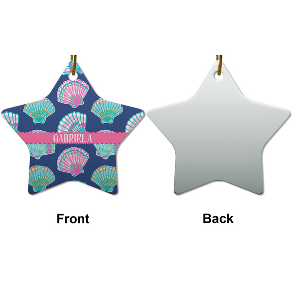 Preppy Sea Shells Ceramic Flat Ornament - Star Front & Back (APPROVAL)