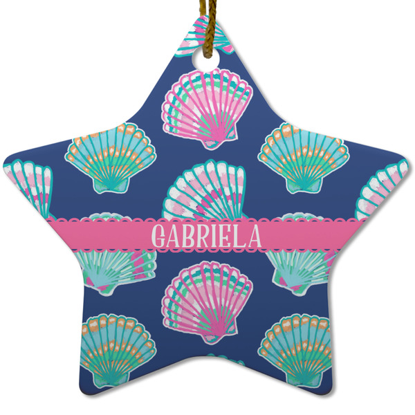 Preppy Sea Shells Ceramic Flat Ornament - Star (Front)
