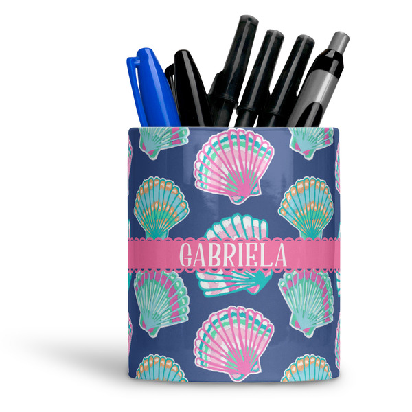 Custom Preppy Sea Shells Ceramic Pen Holder
