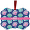Preppy Sea Shells Metal Frame Ornament - Double Sided w/ Name or Text