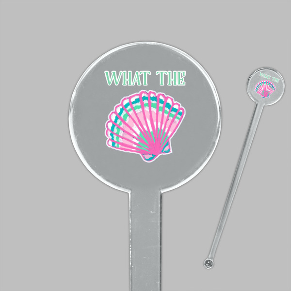 Preppy Sea Shells Clear Plastic 7" Stir Stick - Round - Closeup