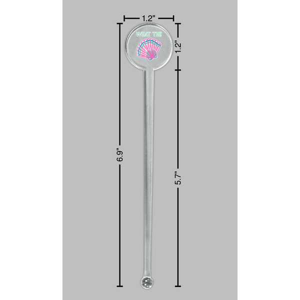 Preppy Sea Shells Clear Plastic 7" Stir Stick - Round - Dimensions