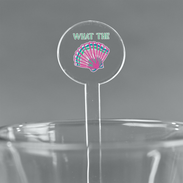 Custom Preppy Sea Shells 5.5" Round Plastic Stir Sticks - Clear (Personalized)
