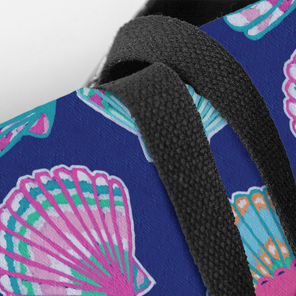 Preppy Sea Shells Closeup of Tote w/Black Handles