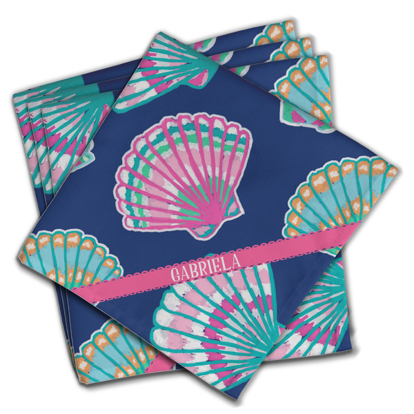 Custom Preppy Sea Shells Cloth Napkins (Set of 4) (Personalized)