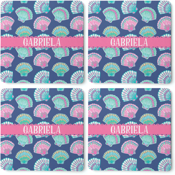 Preppy Sea Shells Coaster Rubber Back - Apvl