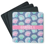 Preppy Sea Shells Square Rubber Backed Coasters - Set of 4 (Personalized)