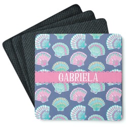 Preppy Sea Shells Square Rubber Backed Coasters - Set of 4 (Personalized)