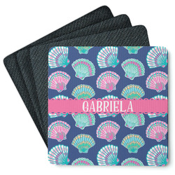 Preppy Sea Shells Square Rubber Backed Coasters - Set of 4 (Personalized)