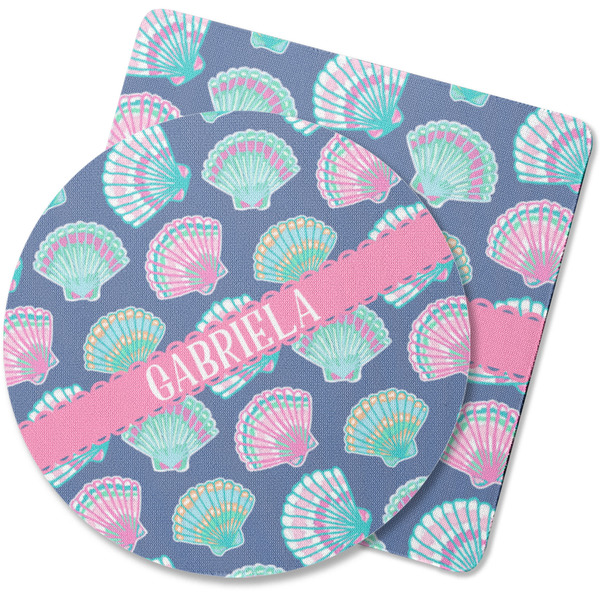 Custom Preppy Sea Shells Rubber Backed Coaster (Personalized)