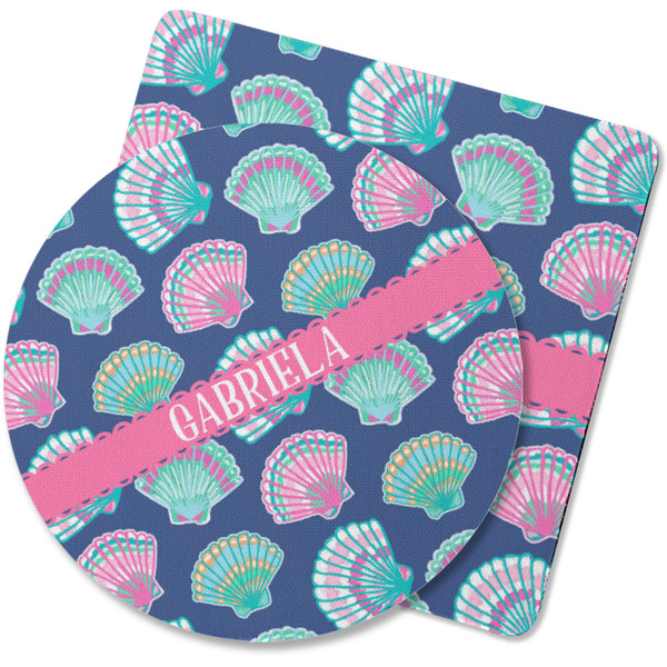 Custom Preppy Sea Shells Rubber Backed Coaster (Personalized)