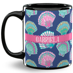 Preppy Sea Shells 11 Oz Coffee Mug - Black (Personalized)
