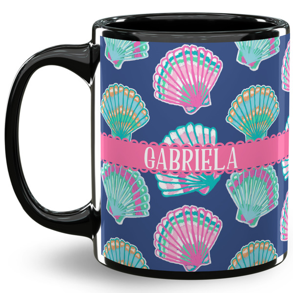 Custom Preppy Sea Shells 11 Oz Coffee Mug - Black (Personalized)