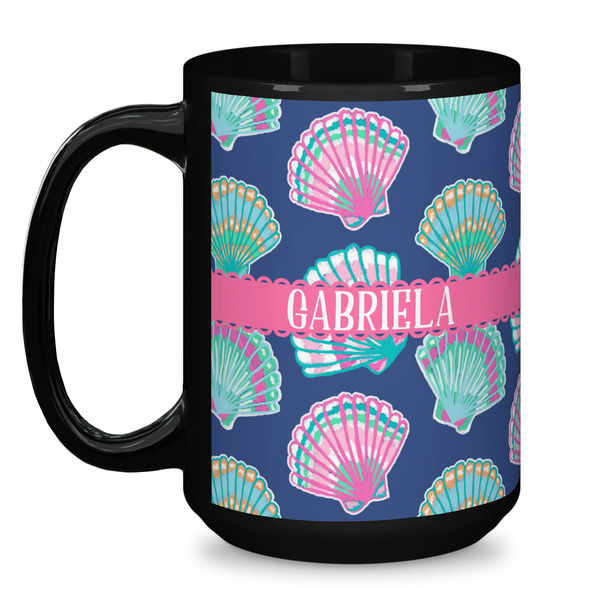 Preppy Sea Shells Coffee Mug - 15 oz - Black
