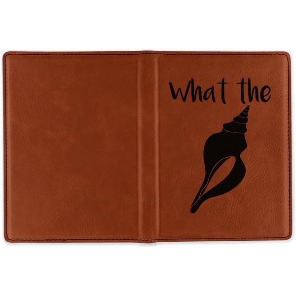 Preppy Sea Shells Cognac Leather Passport Holder Outside Single Sided - Apvl