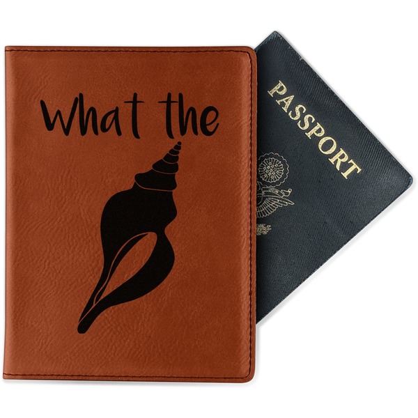 Custom Preppy Sea Shells Passport Holder - Faux Leather (Personalized)