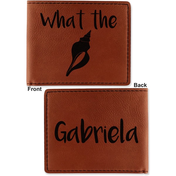 Preppy Sea Shells Cognac Leatherette Bifold Wallets - Front and Back