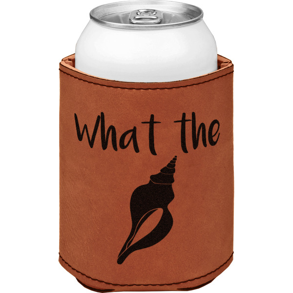 Preppy Sea Shells Cognac Leatherette Can Sleeve - Single Front