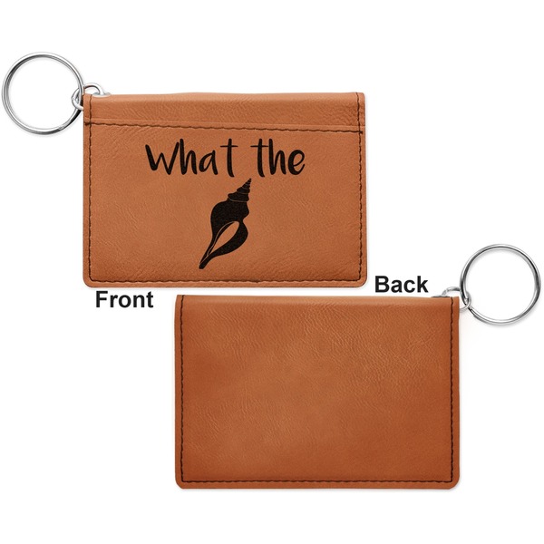 Preppy Sea Shells Cognac Leatherette Keychain ID Holders - Front Apvl