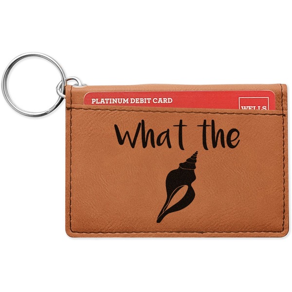 Custom Preppy Sea Shells Leatherette Keychain ID Holder - Double Sided (Personalized)