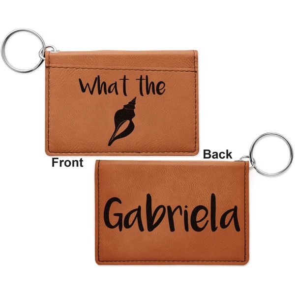 Preppy Sea Shells Cognac Leatherette Keychain ID Holders - Front and Back Apvl
