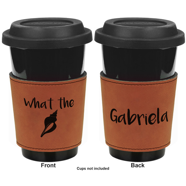 Preppy Sea Shells Cognac Leatherette Mug Sleeve - Double Sided Apvl