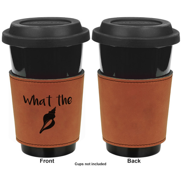 Preppy Sea Shells Cognac Leatherette Mug Sleeve - Single Sided Apvl