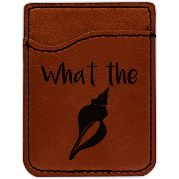 Preppy Sea Shells Cognac Leatherette Phone Wallet close up