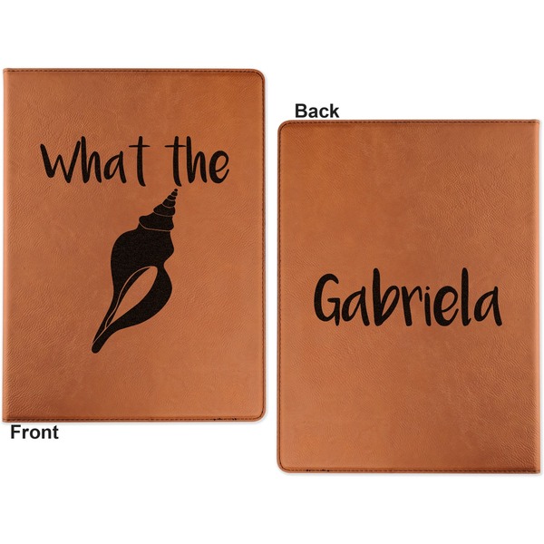 Preppy Sea Shells Cognac Leatherette Portfolios with Notepad - Large - Double Sided - Apvl