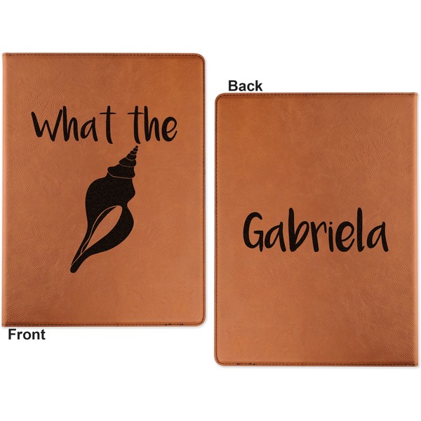 Preppy Sea Shells Cognac Leatherette Portfolios with Notepad - Small - Double Sided- Apvl