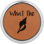 Preppy Sea Shells Leatherette Round Coaster w/ Silver Edge - Single or Set (Personalized)