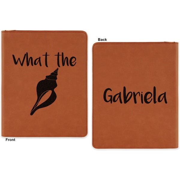 Preppy Sea Shells Cognac Leatherette Zipper Portfolios with Notepad - Double Sided - Apvl