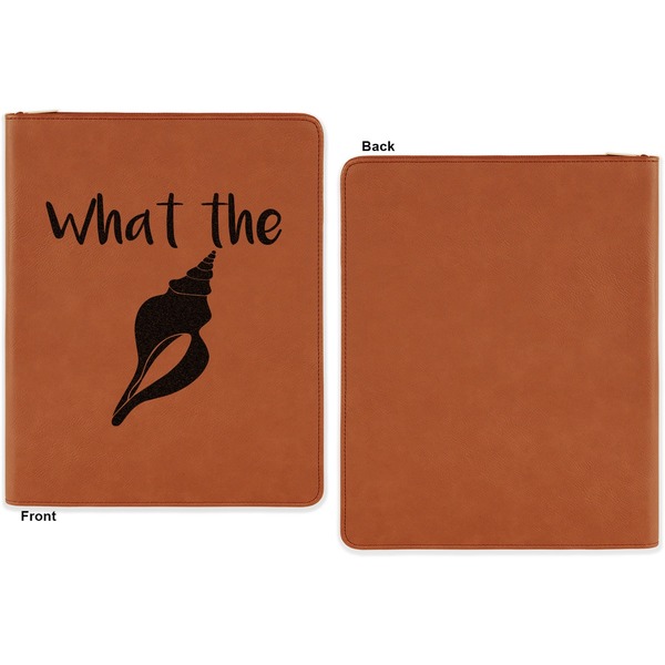 Preppy Sea Shells Cognac Leatherette Zipper Portfolios with Notepad - Single Sided - Apvl