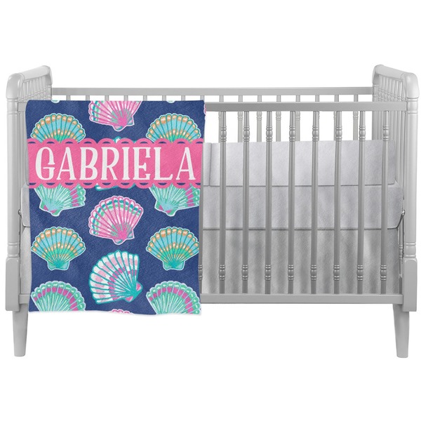 Custom Preppy Sea Shells Crib Comforter / Quilt (Personalized)