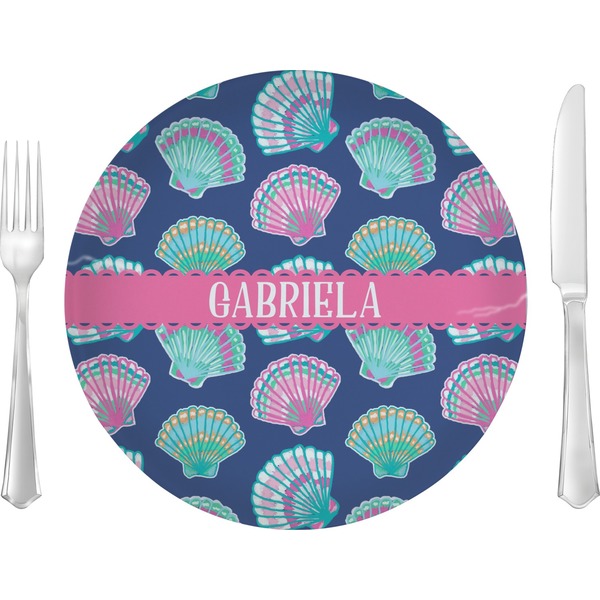 Custom Preppy Sea Shells Glass Lunch / Dinner Plate 10" (Personalized)