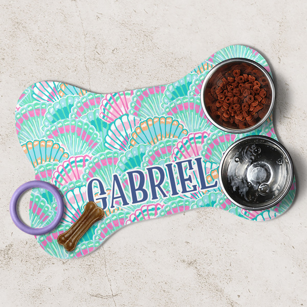 Preppy Sea Shells Dog Bone Shaped Mat Lifestyle