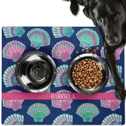 Preppy Sea Shells Dog Food Mat - Large w/ Name or Text