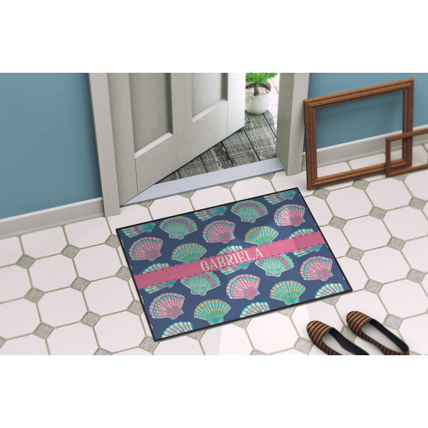 Preppy Sea Shells Door Mat Lifestyle