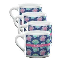 Preppy Sea Shells Double Shot Espresso Cups - Set of 4 (Personalized)