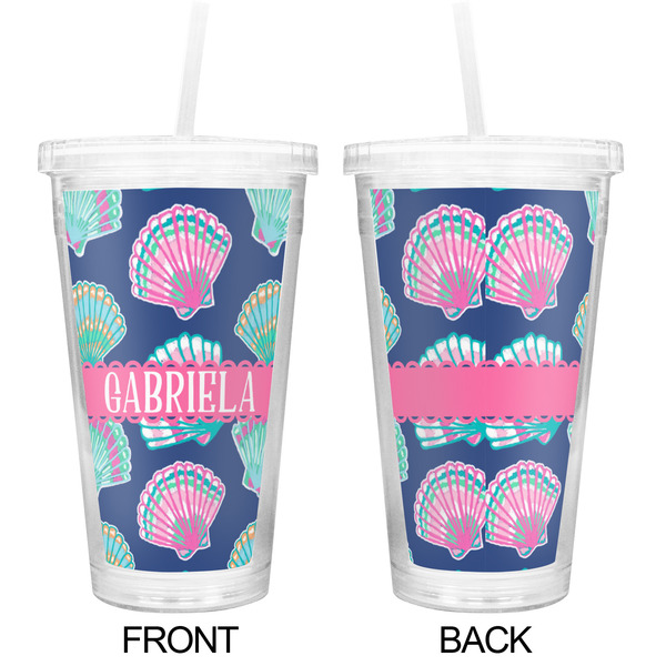 Preppy Sea Shells Double Wall Tumbler with Straw - Approval