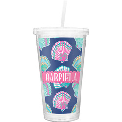 Preppy Sea Shells Double Wall Tumbler with Straw (Personalized)
