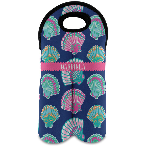 Custom Preppy Sea Shells Wine Tote Bag (2 Bottles) (Personalized)