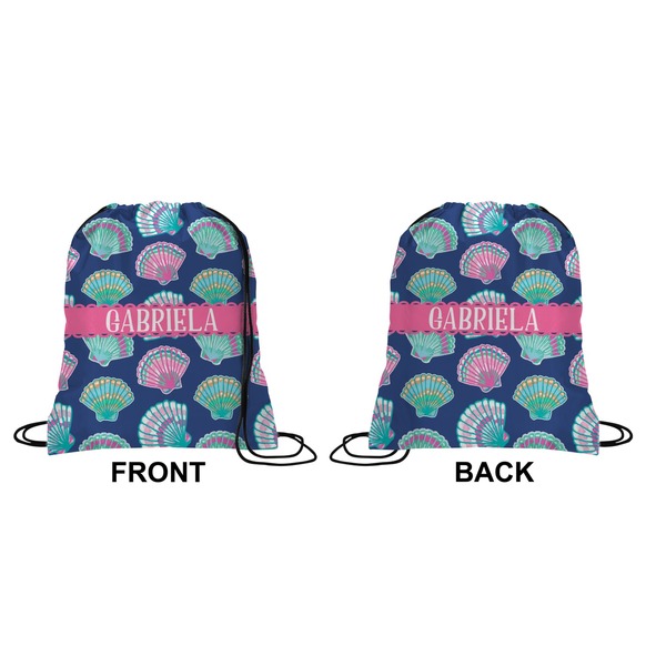 Sea Shells Drawstring Backpack Front & Back Medium