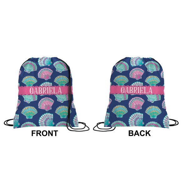 Sea Shells Drawstring Backpack Front & Back Small