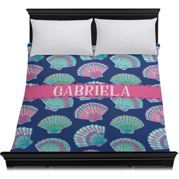 Preppy Sea Shells Duvet Cover - Queen - On Bed - No Prop